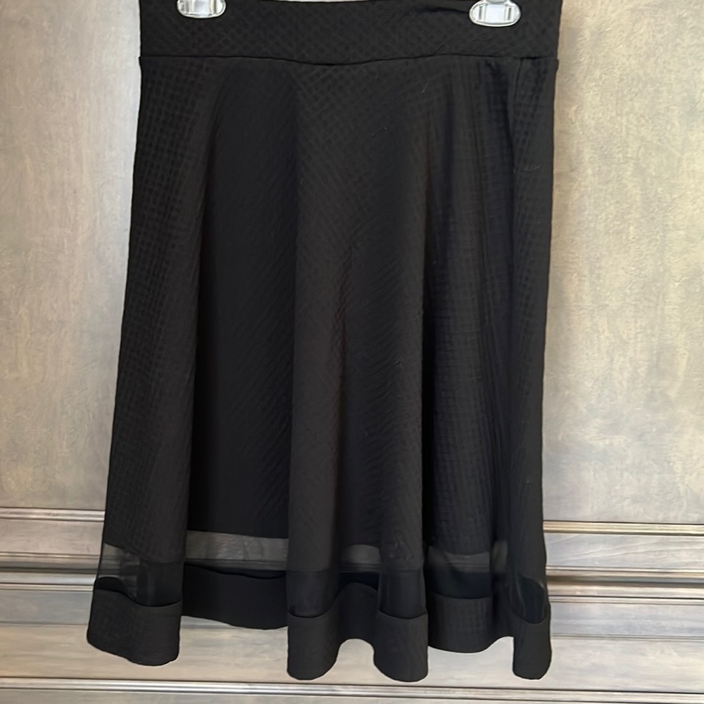 Black full circle skirt. Mesh panel on bottom